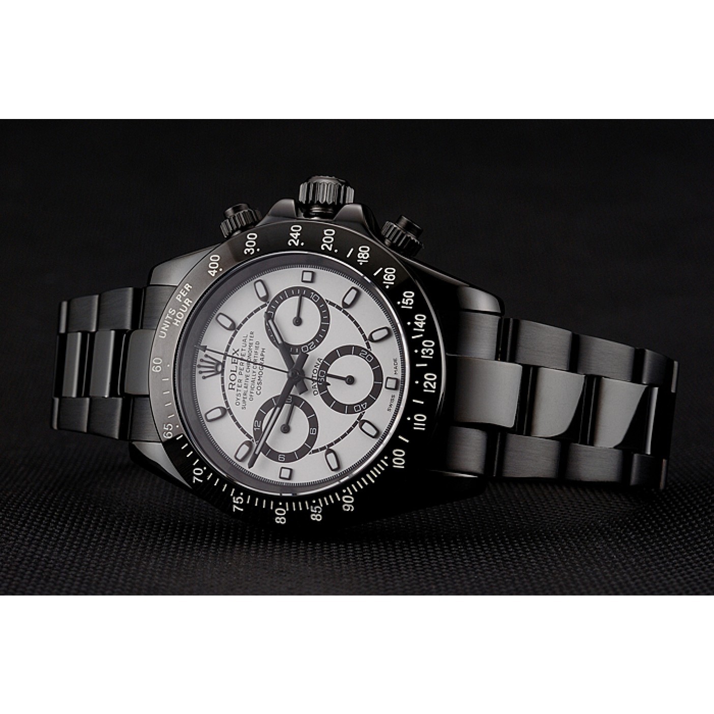 RepTime Watches Rolex Daytona Midnight White Dial Black Staineless Steel Bracelet 1454021